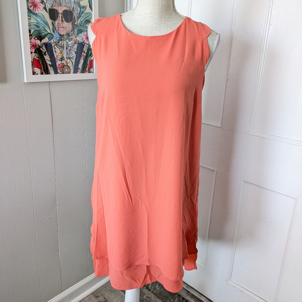 Monteau Orange Sleeveless Dress Scalloped‎  Flowy